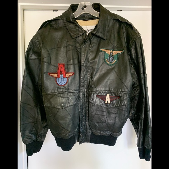 Vintage Alamos BlackLeather Faux Shearling Jacket - Picture 5 of 6